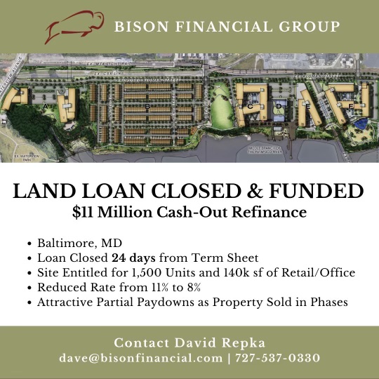 Bison Closes $11 Million Cash-Out Refinance Land Loan